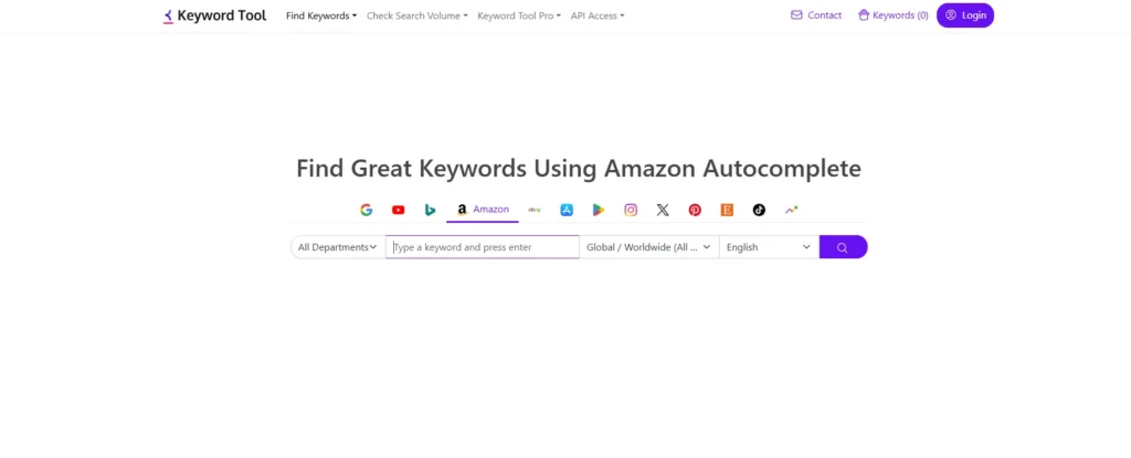 Website header image of Keywordtool.io to help people understand how to choose right keywords